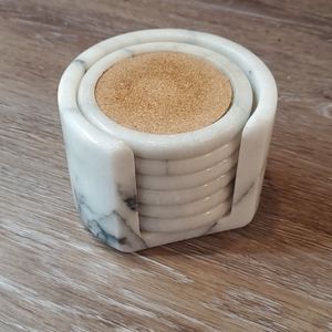 Marble Set of six Coasters and holder